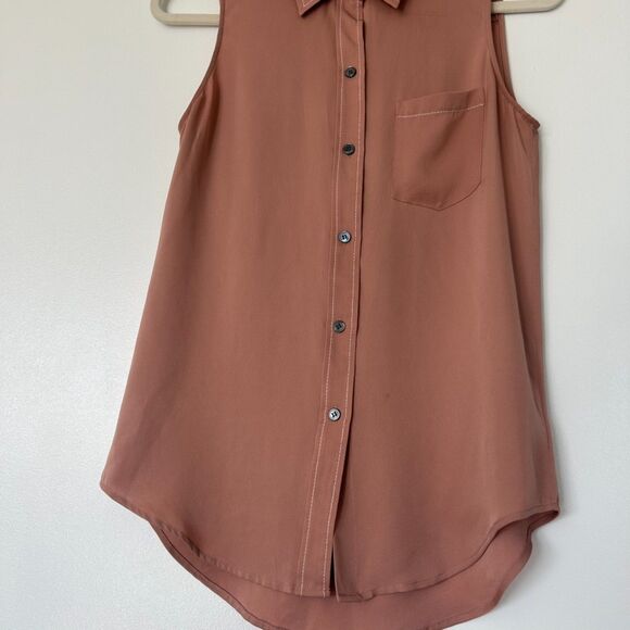 EUC Theory Yarine TS 100% Silk Sleeveless Blouse Deep Cameo Pink Small Workwear - Picture 4 of 16